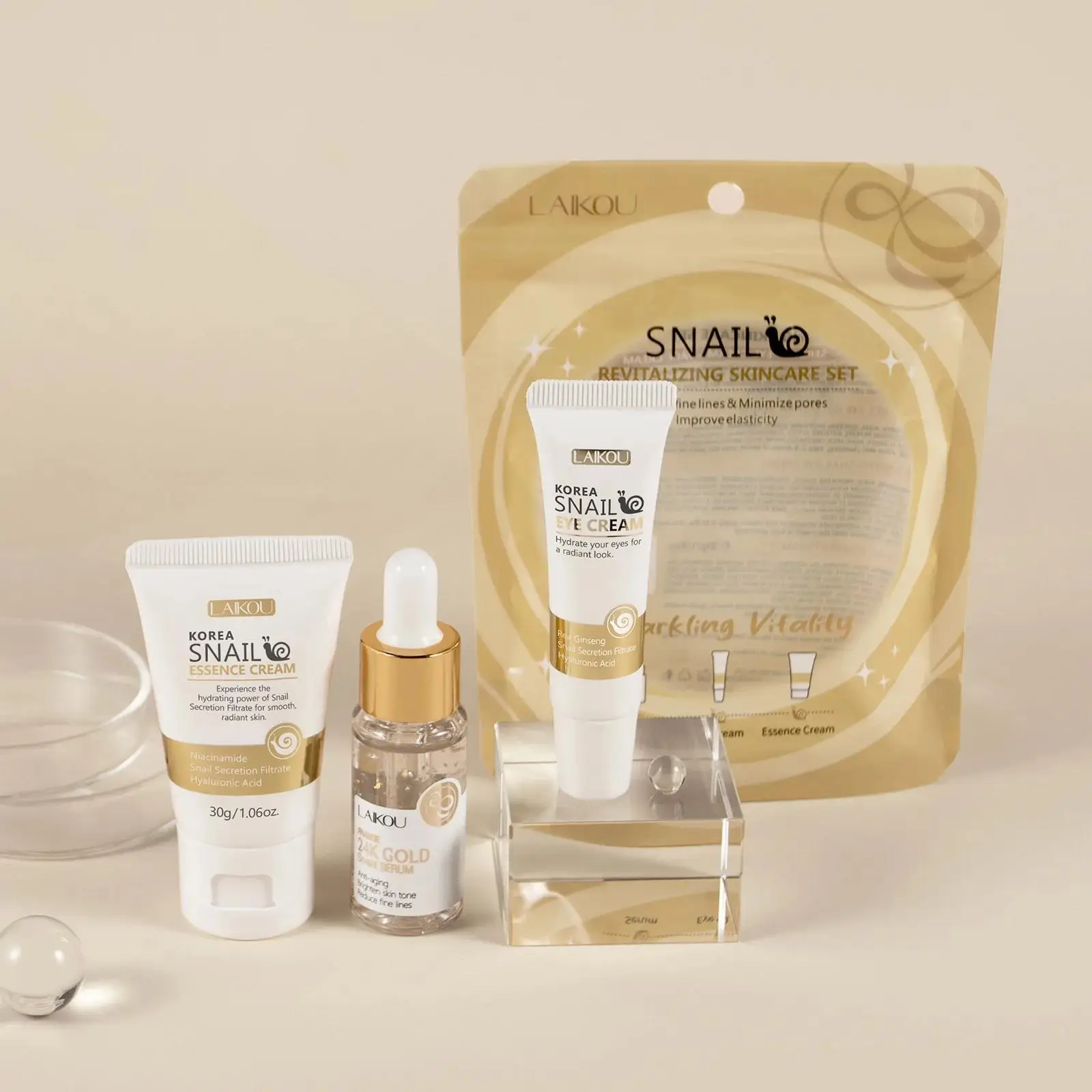 Luxury Skincare For Women - Sérum réparateur d'escargot doré 24K, crème