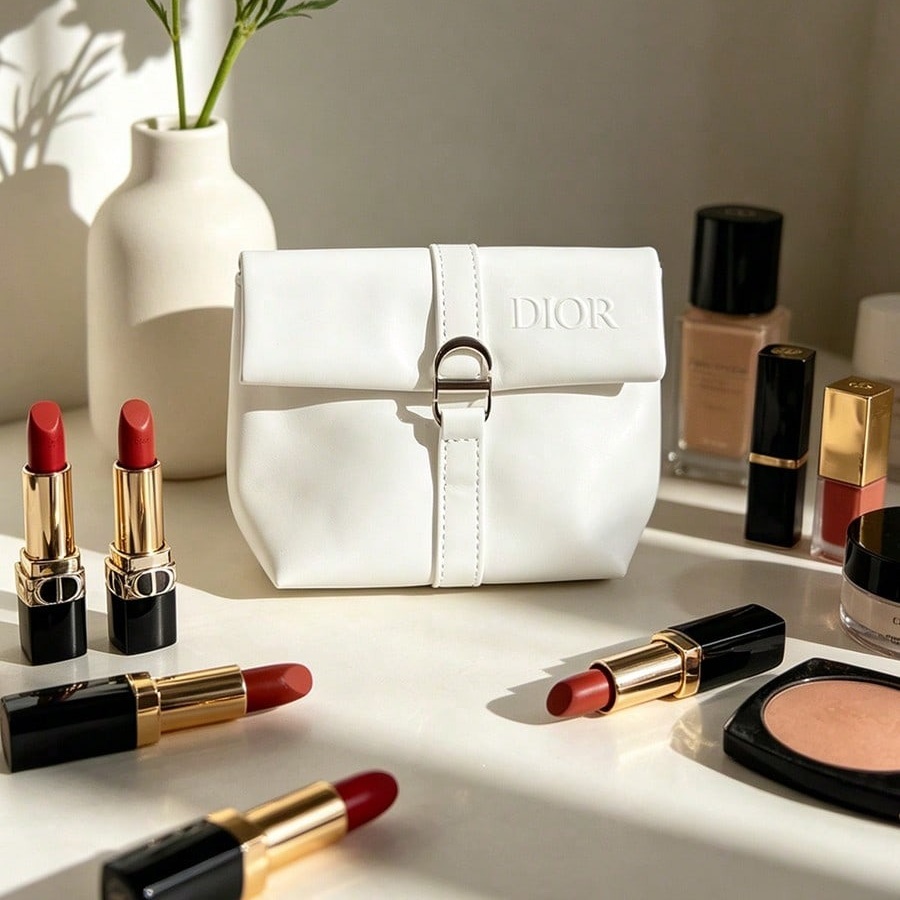 Sac cosmétique blanc de Dior,  - Luxury Skincare Samples avis et prix